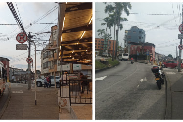  Fotos | Cortesía | LA PATRIA ANTES. Los buses se parqueaban en una zona donde había señalización de no parquear.   – DESPUÉS. Actualmente se hacen controles en la zona.