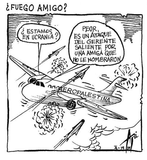 Caricatura 20 de febrero del 2025: fuego amigo en Aerocafé