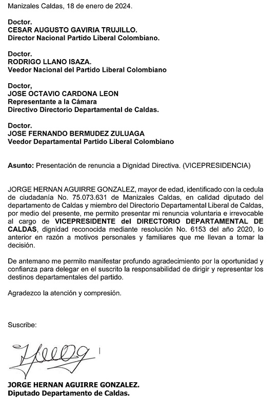Aguirre presentó renuncia irrevocable Foto|Archivo|LA PATRIA