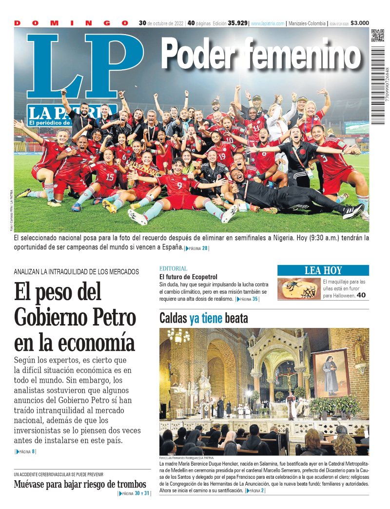 Portada 30 de octubre del 2022