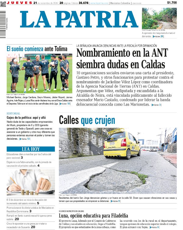 Portada 21 de noviembre del 2024