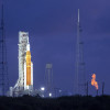  El cohete SLS con una cápsula Orion, parte de la misión Artemis 1