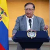 El presidente de Colombia, Gustavo Petro, durante el acto público de radicación de la reforma de salud ante el Congreso de la República. 