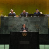 El presidente, Gustavo Petro, durante su intervención en la Asamblea General de la ONU. 