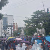 Así se vio una calle de Pereira este miércoles con la marcha de docentes del Eje Cafetero.