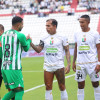 Edwin Cardona, reciente incorporación de Atlético Nacional, es el actual goleador de la Liga 2024-2, con tres anotaciones. Por el Once Caldas han anotado Mateo García (der.) y Michael Barrios.