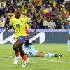 Linda Caicedo celebra su gol este sábado, en un partido del grupo A de la Copa Mundial Femenina Sub-20 entre las selecciones de Colombia y Australia en el estadio El Campín en Bogotá.