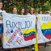 Ayer alrededor de 200 personas se concentraron en el centro de Logroño para protestar contra el "fraude electoral" que supone no proclamar como vencedor de las elecciones en Venezuela a Edmundo González.