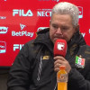 Hernán Darío Herrera, director técnico del Once Caldas, reflejó en su rostro, durante la rueda de prensa posterior al partido que el Blanco perdió 2-1 contra Santa Fe, su enojo por el resultado.