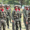 Miembros del Ejército Nacional en una formación. 