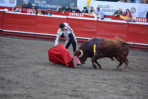 Juan de Castilla con el toro Buenavida de la ganadería de Juan Bernardo Caicedo. 