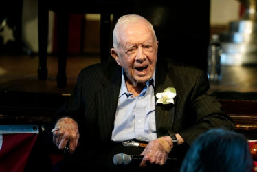 Jimmy Carter durante la celebración de su 75º aniversario de boda, el 10 de julio de 2021, en Plains (Georgia).