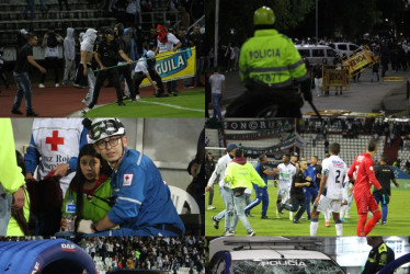 Las imágenes que dejó el final del partido de anoche en el Palogrande. Los hinchas, al borde de la cancha, armados para lo que sea. El Once Caldas, entre tanto, perdió 1-2 con Alianza Petrolera.