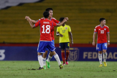 Celebración de los jugadores chilenos. 