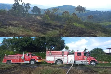  La hectárea afectada por las llamas en la vereda La Pava en Manizales. 