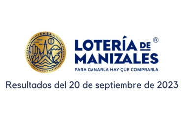 Logo de la Lotería de Manizales. Debajo dice "resultados del 20 de septiembre de 2023"