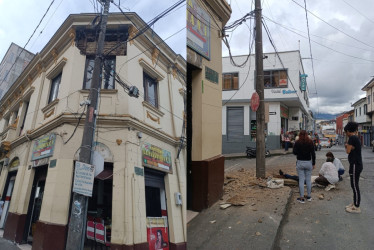  Caída de alero en el Centro de Manizales lesionó a una persona este domingo. 