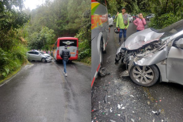 Sin lesionados en choque de bus y automóvil en la vía Pensilvania-Manzanares 