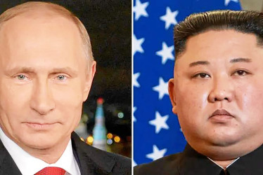 Foto | Tomada de Internet | LA PATRIA  El presidente de Rusia, Vladímir Putin y su homólogo norcoreano Kim Jong-un.