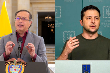 Gustavo Petro (izquierda), presidente de Colombia, y Volodímir Zelenski, su homólogo de Ucrania.