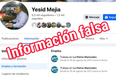 El periodista Yesid Mejía, quien el viernes en la noche estuvo involucrado en un accidente de tránsito en el barrio Linares y en el que resultó una persona lesionada, no trabaja en el periódico LA PATRIA