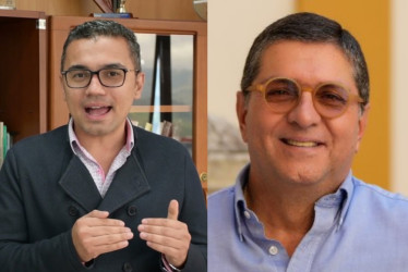 Jhon Alexánder Alzate, secretario de Hacienda de Caldas, y Luis Roberto Rivas, diputado de Caldas.