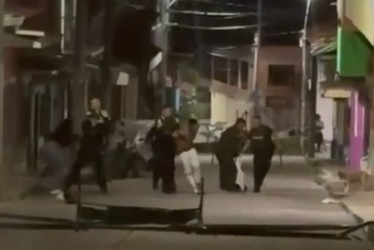En video quedó registrada la pelea que protagonizaron ciudadanos en estado de embriaguez y los policías.