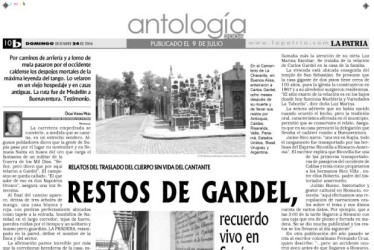 El 9 de julio del 2006 LA PATRIA publicó esta nota sobre el paso del cortejo fúnebre con los restos de Carlos Gardel, máximo símbolo del tango en el mundo.