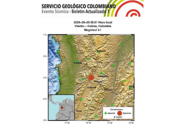 Este es el reporte que publicó el Servicio Geológico Colombiano del sismo en Viterbo (Caldas).