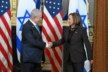Foto | EFE | LA PATRIA  Kamala Harris recibió ayer al primer ministro israelí, Benjamín Netanyahu.