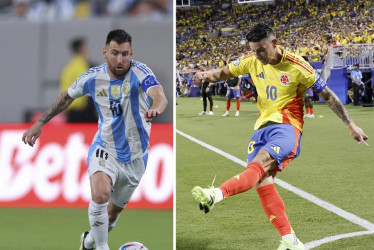 El astro argentino Lionel Messi y el genio colombiano James Rodríguez, el mejor jugador de la actual Copa América. Ambos, capitanes de sus selecciones.