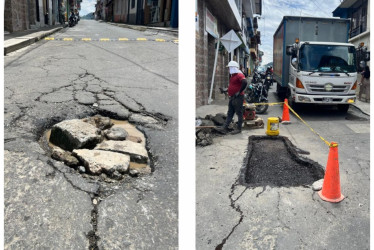 En la calle 16 con carrera 5 de Anserma había un hueco que ya pavimentó la Alcaldía.