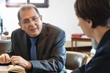 El viceministro de Asuntos Exteriores de Colombia, Jorge Rodríguez, y la ministra del Interior de Alemania, Nancy Faeser.