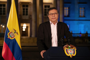 El presidente de la República, Gustavo Petro, este martes durante su alocución. 