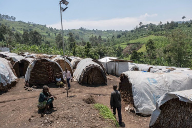 Desplazados internos en un campamento improvisado en Minova, Kivu del Sur. 