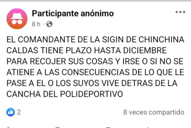 Mensaje dirigido a la Policía.