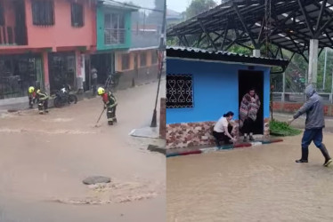 Las inundaciones este martes en el casco urbano de Aguadas.