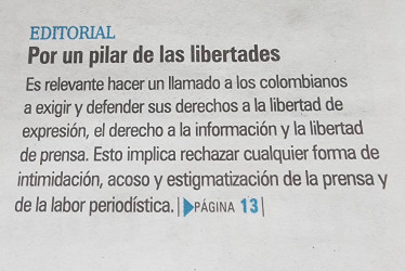 Editorial de LA PATRIA de este lunes 16 de diciembre en el que hace un llamado Por un pilar de las libertades.