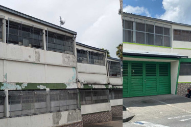 El antes y el después del colegio Gerardo Arias de Villamaría. 