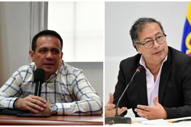 Fredy Saldaña, alcalde de La Dorada, y Gustavo Petro, presidente de Colombia.