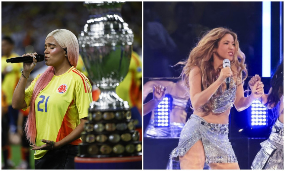 Karol G y Shakira brillan con los micrófonos en la final de la Copa América