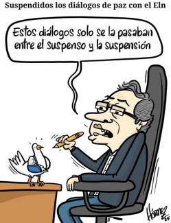 Caricatura 18 de enero del 2025: Suspendidos los diálogos de paz con el Eln