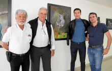 Juan Torres, escultor y expositor; Mario Jiménez, expositor; José Arcila, torero manizaleño; y Juan Camilo Alzate, torero.