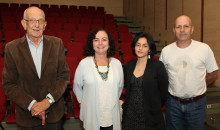 José Jaramillo, Adriana Villegas, Angélica Gaviria y el conferencista Rigoberto Gil.