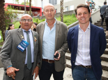 Jorge Alzate; Carlos Eduardo Jaramillo Sanint, rector Universidad Autónoma, y Juan Felipe Vanegas.